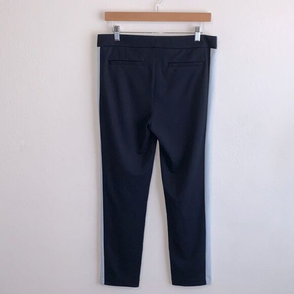 NWT Ecru Sullivan Ponte Stretch Tuxedo Stripe Navy Blue Trouser Dress Pants Sz M - Picture 8 of 11